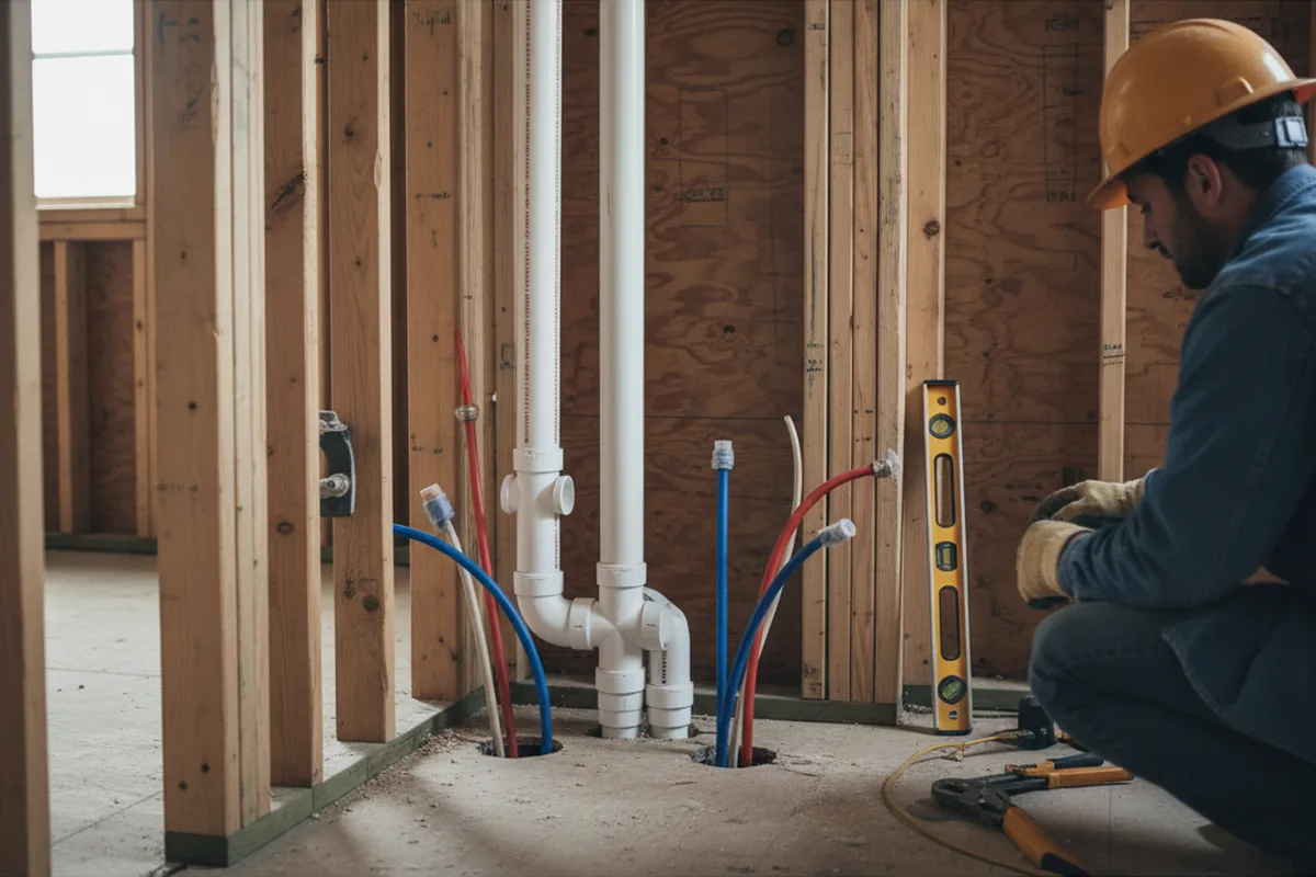 Drain and supply rough-in during Garbage Disposal Repair in Vandemere