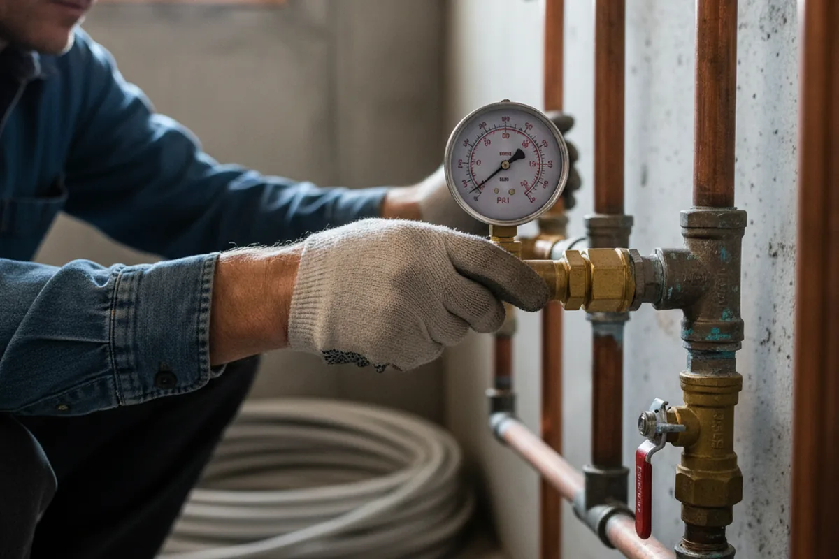 Pressure testing a repaired line during Water Line Repair in Vandemere